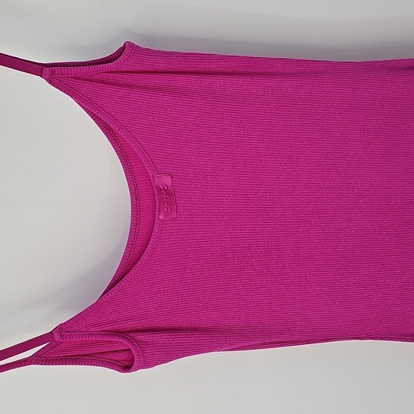 SKIMS Lounge Dress Shimmering Barbie Pink Mermaid Long Maxi Adjustable Straps - Picture 12 of 16